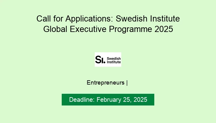 Call for Applications: Swedish Institute Global Executive Programme 2025