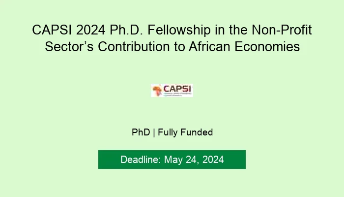 CAPSI 2024 Ph.D. Fellowship in the Non-Profit Sector’s Contribution to African Economies