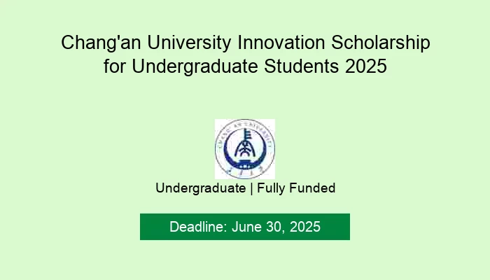 Chang'an University Innovation Scholarship for Undergraduate Students 2025