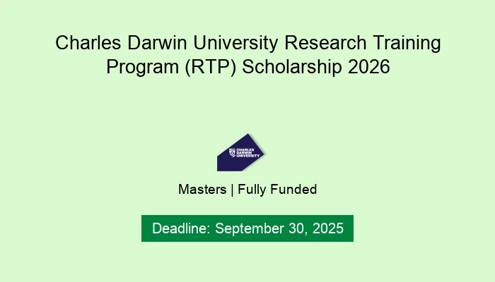 Charles Darwin University Research Training Program (RTP) Scholarship 2026