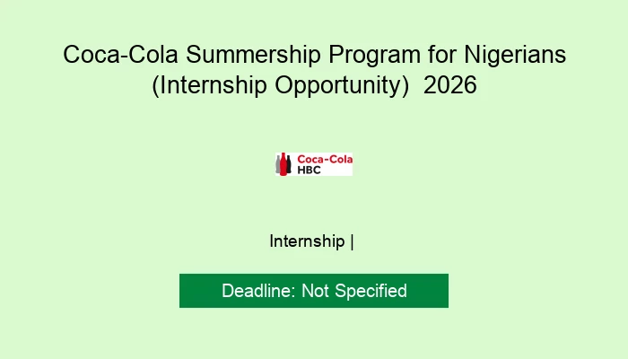 Coca-Cola Summership Program for Nigerians (Internship Opportunity)  2026