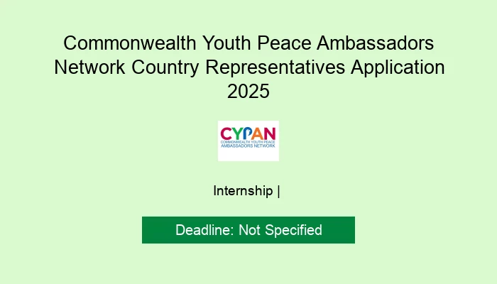 Commonwealth Youth Peace Ambassadors Network Country Representatives Application 2025