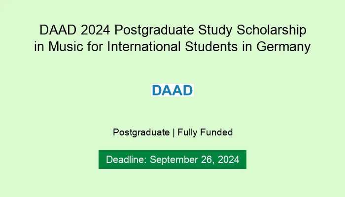 DAAD 2024 Postgraduate Study Scholarship in Music for International Students in Germany