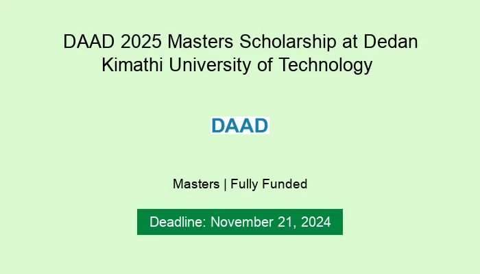 DAAD 2025 Masters Scholarship at Dedan Kimathi University of Technology