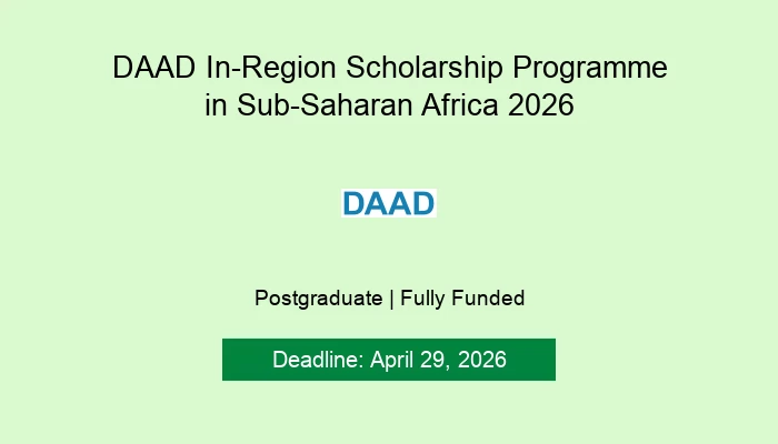 DAAD In-Region Scholarship Programme in Sub-Saharan Africa 2026