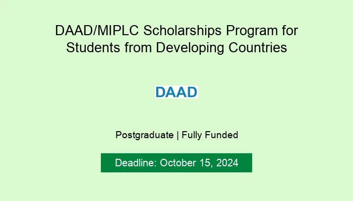 DAAD/MIPLC Scholarships Program for Students from Developing Countries