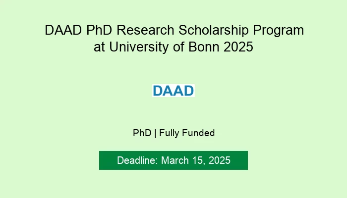 DAAD PhD Research Scholarship Program at University of Bonn 2025