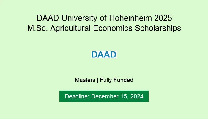 DAAD University of Hoheinheim 2025 M.Sc. Agricultural Economics Scholarships