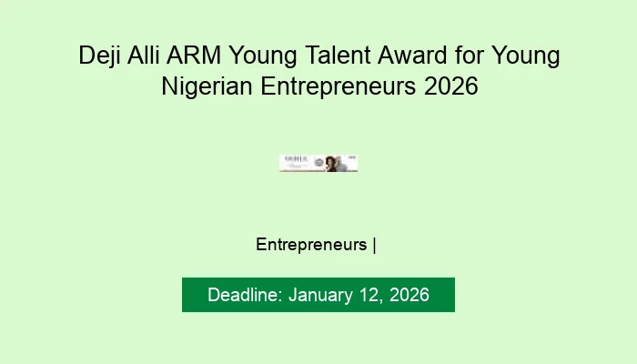 Deji Alli ARM Young Talent Award for Young Nigerian Entrepreneurs 2026