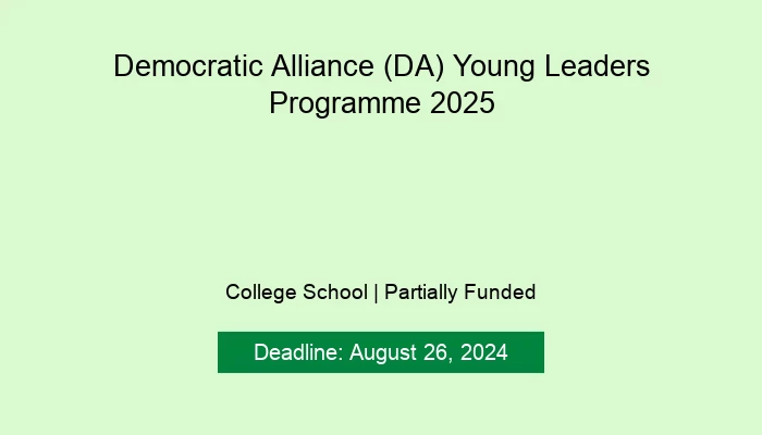 Democratic Alliance (DA) Young Leaders Programme 2025