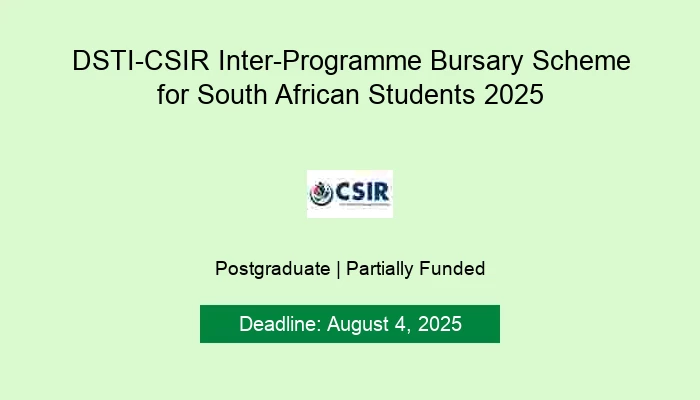 DSTI-CSIR Inter-Programme Bursary Scheme for South African Students 2025