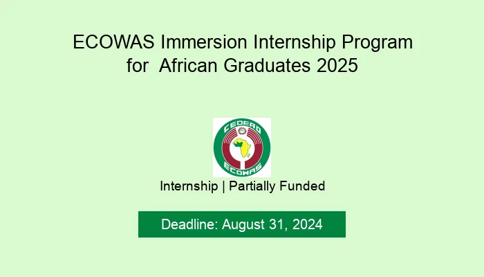 ECOWAS Immersion Internship Program for  African Graduates 2025