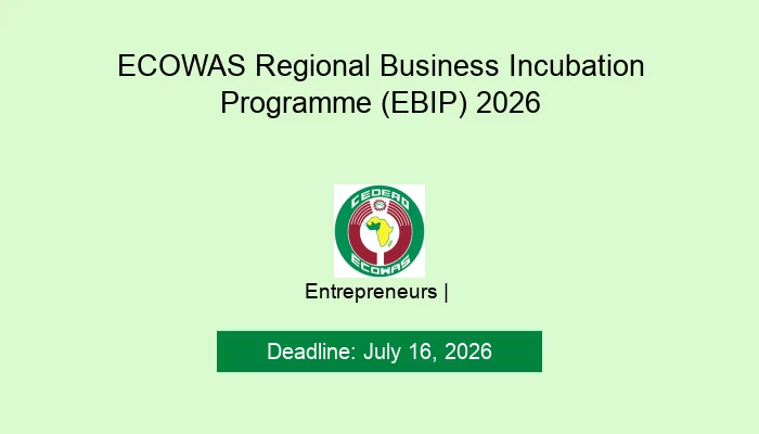 ECOWAS Regional Business Incubation Programme (EBIP) 2026