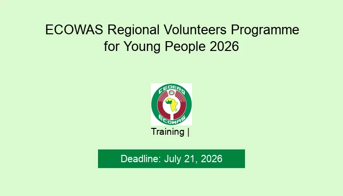 ECOWAS Regional Volunteers Programme for Young People 2026
