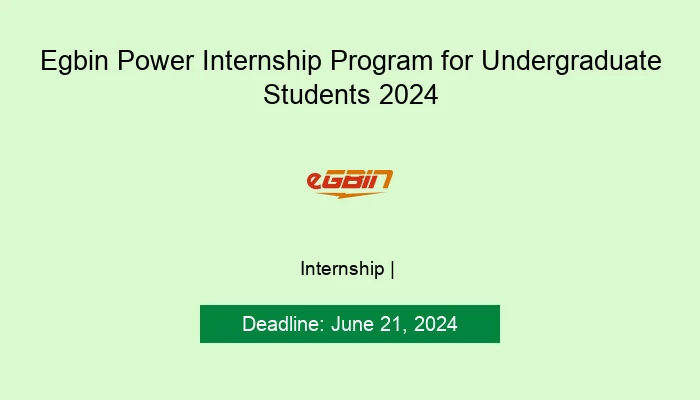 Egbin Power Internship Program for Undergraduate Students 2024