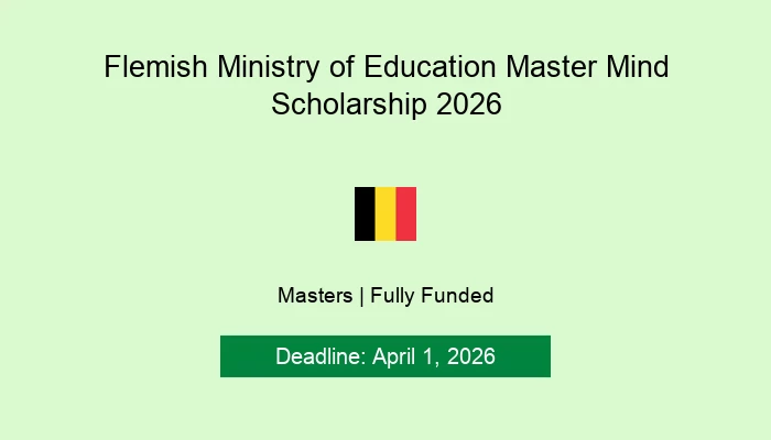 Flemish Ministry of Education Master Mind Scholarship 2026