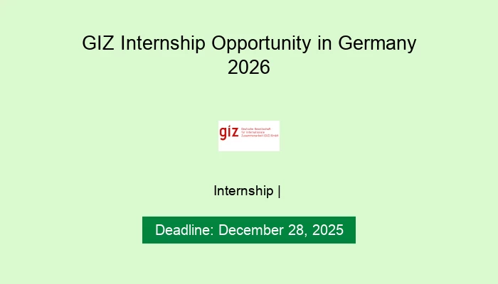 GIZ Internship Opportunity in Germany 2026