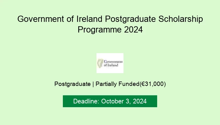 Government of Ireland Postgraduate Scholarship Programme 2024
