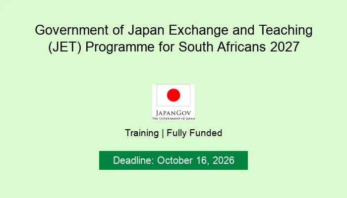 Government of Japan Exchange and Teaching (JET) Programme for South Africans 2027