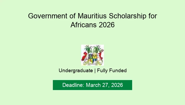 Government of Mauritius Scholarship for Africans 2026