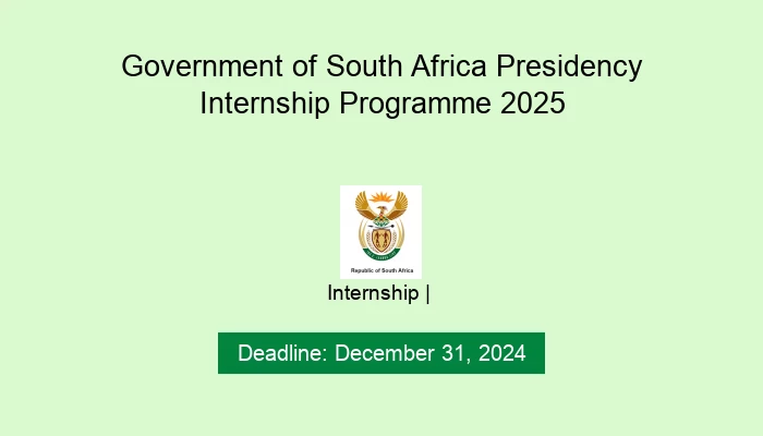 Government of South Africa Presidency Internship Programme 2025