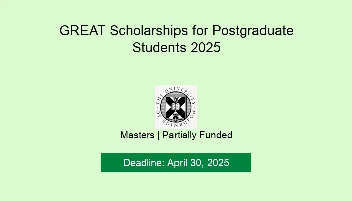 GREAT Scholarships for Postgraduate Students 2025