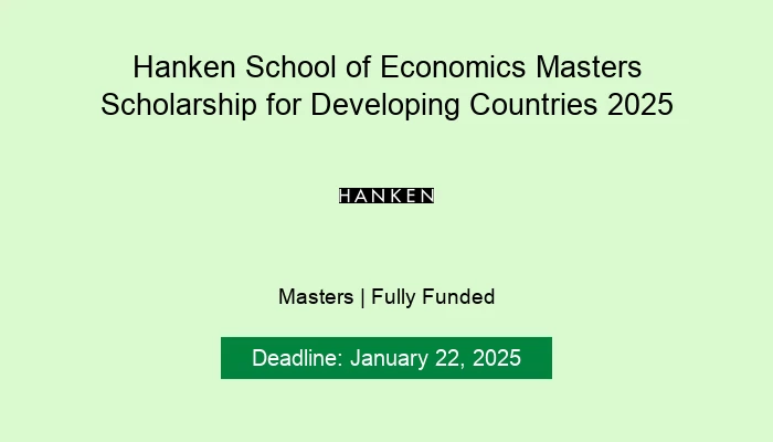 Hanken School of Economics Masters Scholarship for Developing Countries 2025