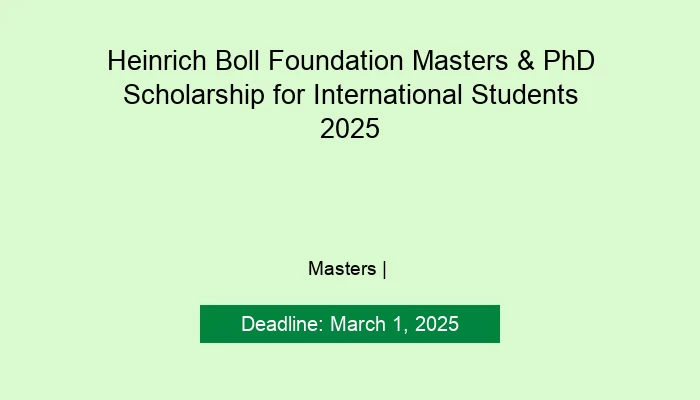 Heinrich Boll Foundation Masters & PhD Scholarship for International Students 2025