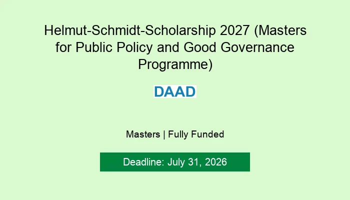 Helmut-Schmidt-Scholarship 2027 (Masters for Public Policy and Good Governance Programme)