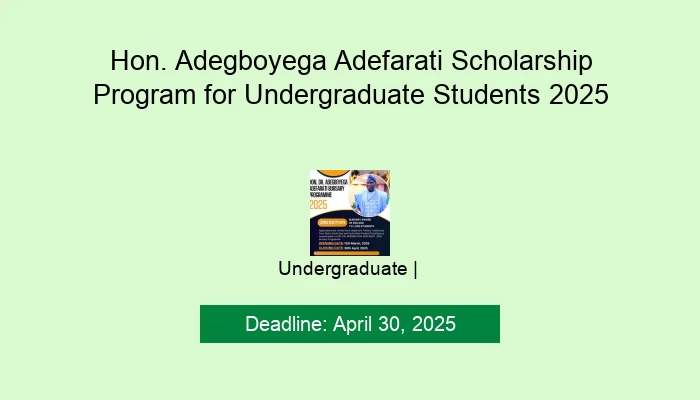 Hon. Adegboyega Adefarati Scholarship Program for Undergraduate Students 2025