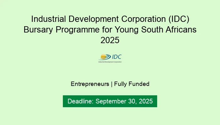 Industrial Development Corporation (IDC) Bursary Programme for Young South Africans 2025