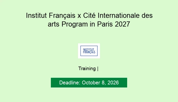 Institut Français x Cité Internationale des arts Program in Paris 2027