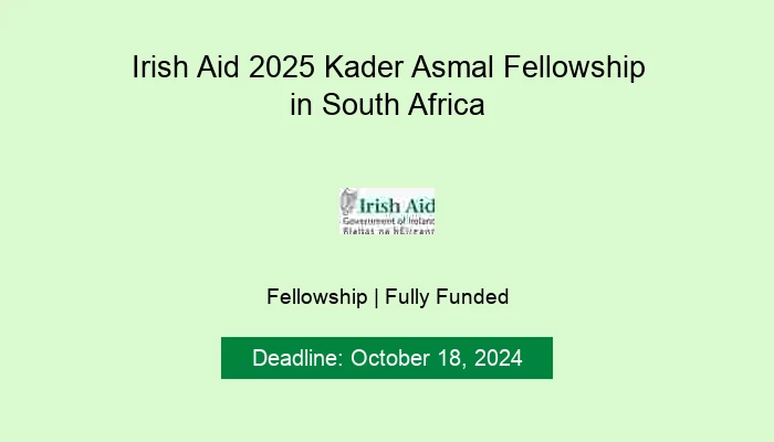 Irish Aid 2025 Kader Asmal Fellowship in South Africa