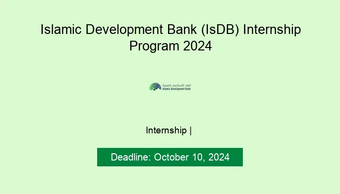 Islamic Development Bank (IsDB) Internship Program 2024