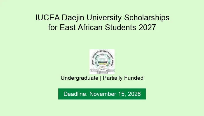 IUCEA Daejin University Scholarships for East African Students 2027