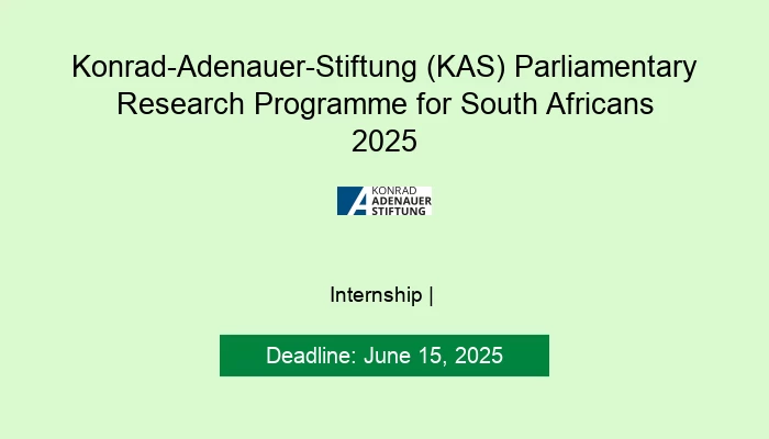 Konrad-Adenauer-Stiftung (KAS) Parliamentary Research Programme for South Africans 2025
