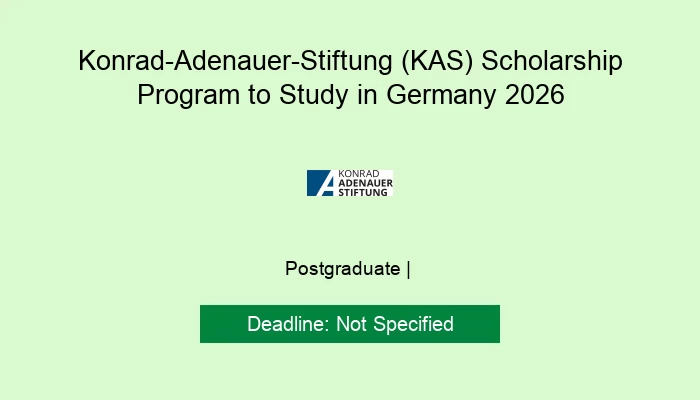 Konrad-Adenauer-Stiftung (KAS) Scholarship Program to Study in Germany 2026