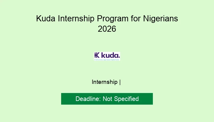 Kuda Internship Program for Nigerians 2026