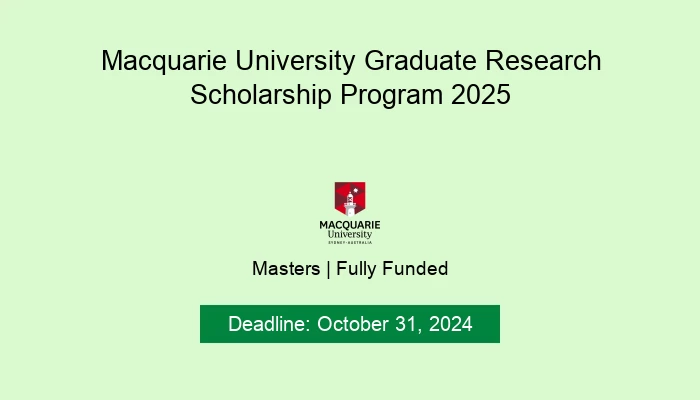 Macquarie University Graduate Research Scholarship Program 2025