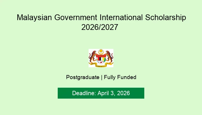 Malaysian Government International Scholarship 2026/2027
