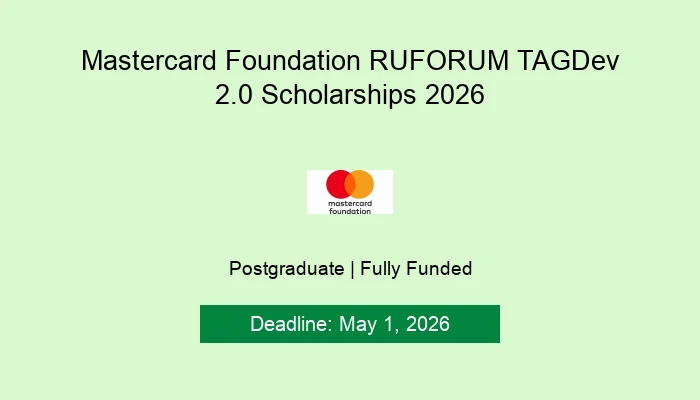 Mastercard Foundation RUFORUM TAGDev 2.0 Scholarships 2026