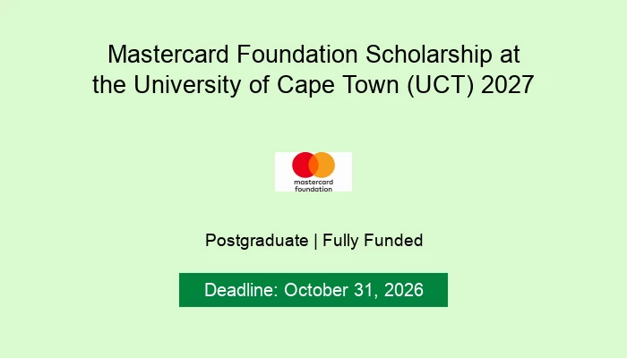 Mastercard Foundation Scholarship at the University of Cape Town (UCT) 2027