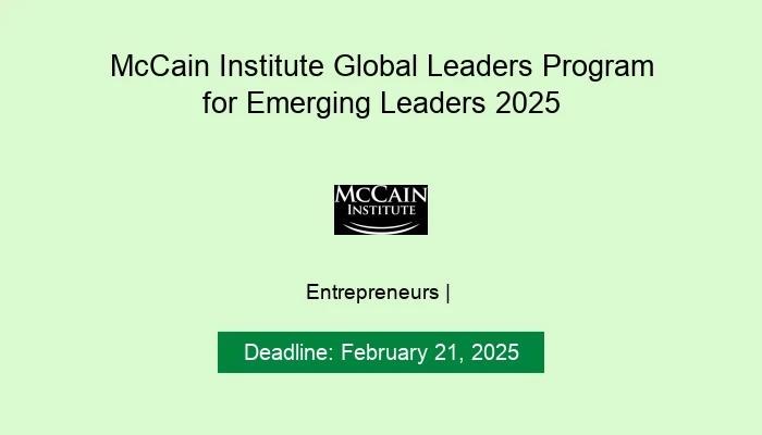 McCain Institute Global Leaders Program for Emerging Leaders 2025
