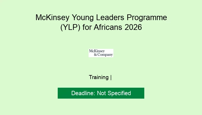 McKinsey Young Leaders Programme (YLP) for Africans 2026