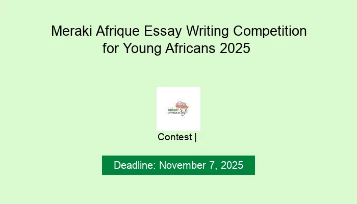 Meraki Afrique Essay Writing Competition for Young Africans 2025
