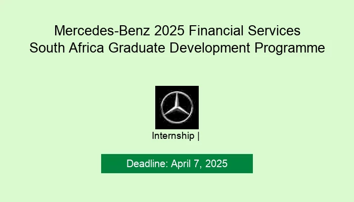 Mercedes-Benz 2025 Financial Services South Africa Graduate Development Programme