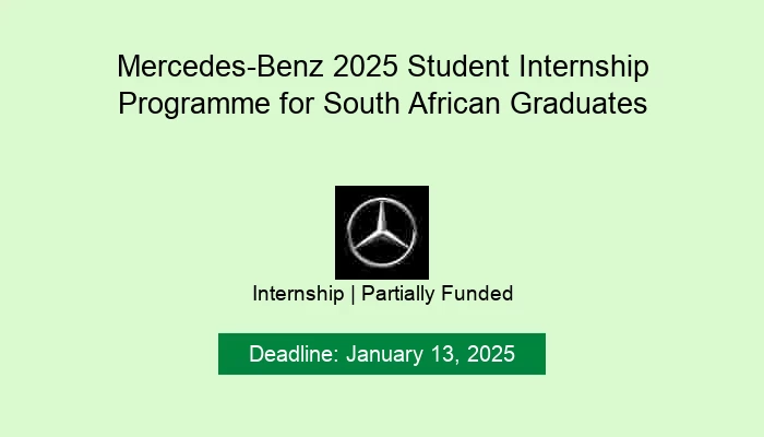 Mercedes-Benz 2025 Student Internship Programme for South African Graduates