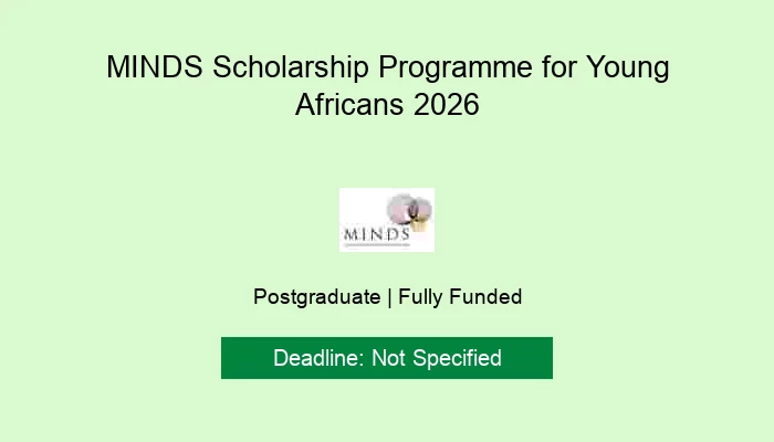 MINDS Scholarship Programme for Young Africans 2026