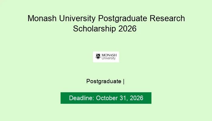 Monash University Postgraduate Research Scholarship 2026