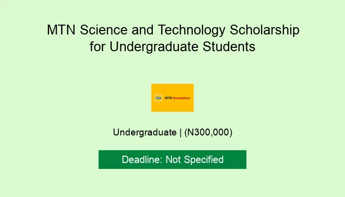 MTN Science and Technology Scholarship for Undergraduate Students